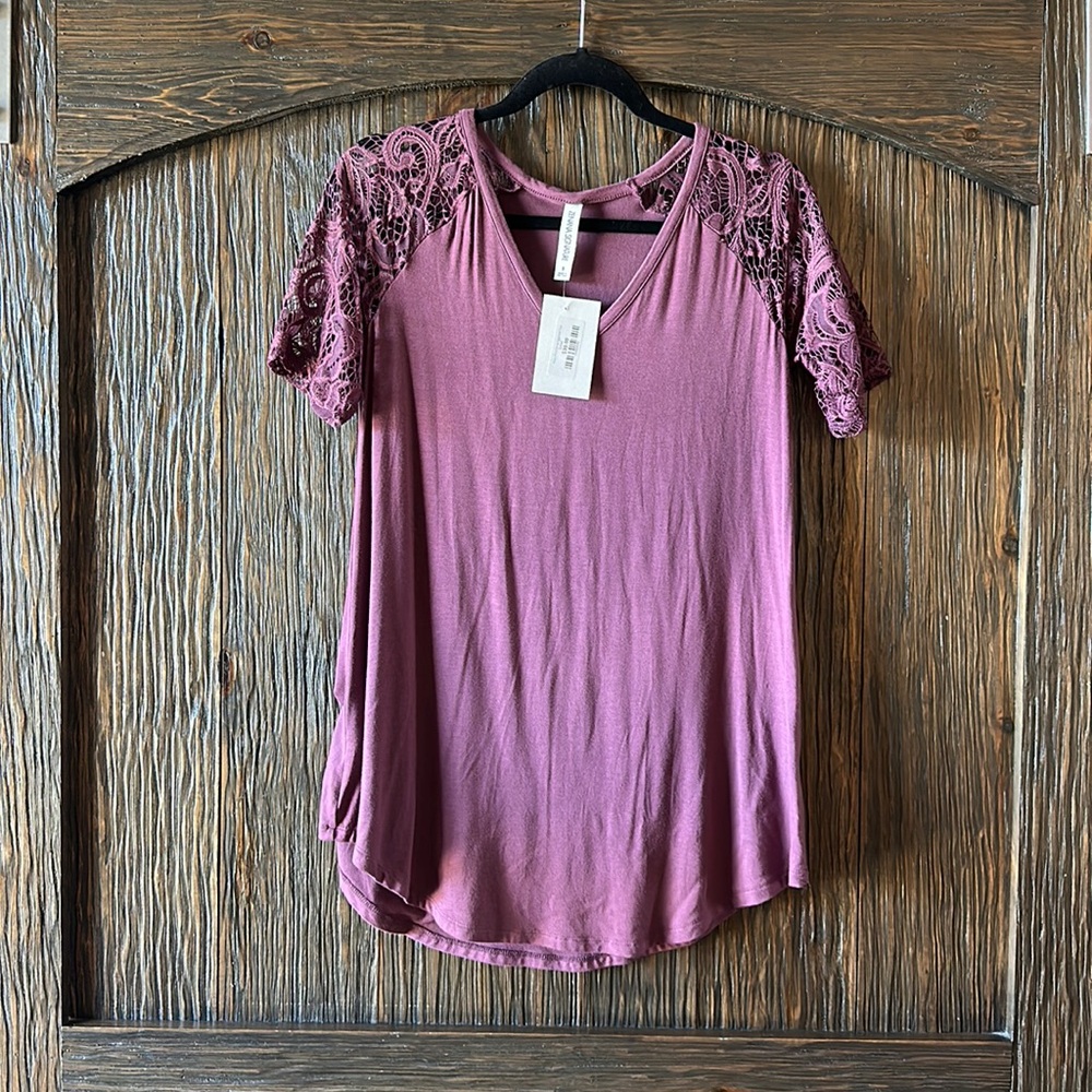 Zenana Lace Sleeve Shirt
